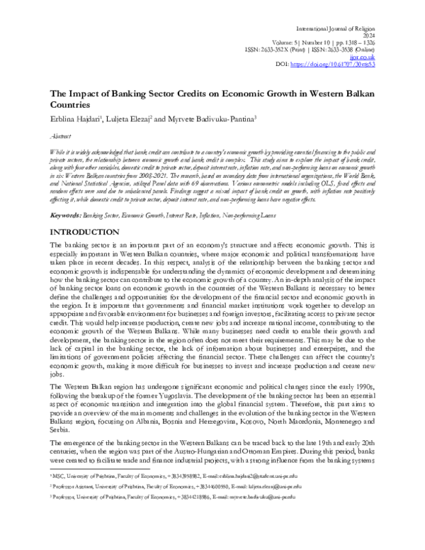 (PDF) The Impact of Banking Sector Credits on Economic Growth in ...