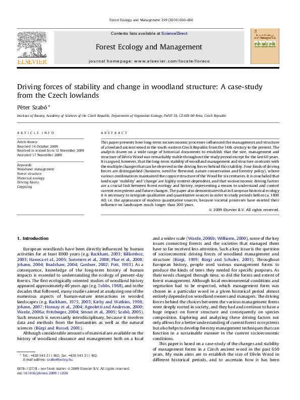 (PDF) Driving forces of stability and change in woodland structure: A ...