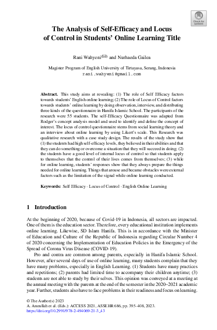 (PDF) The Analysis of Self-Efficacy and Locus of Control in Students ...