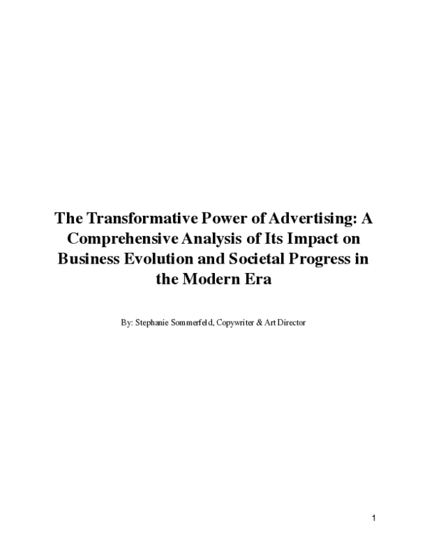 (PDF) The Transformative Power of Advertising: A Comprehensive Analysis ...