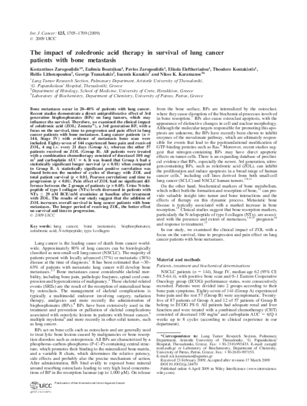 (PDF) The impact of zoledronic acid therapy in survival of lung cancer ...