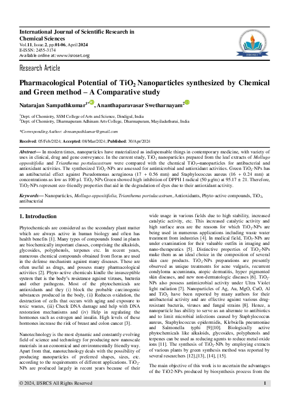 (PDF) Pharmacological Potential of TiO 2 Nanoparticles synthesized by ...