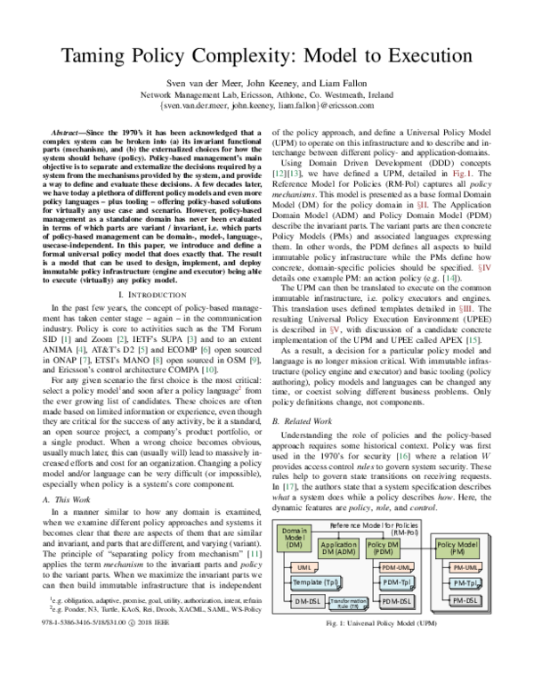 (PDF) Taming policy complexity: Model to execution