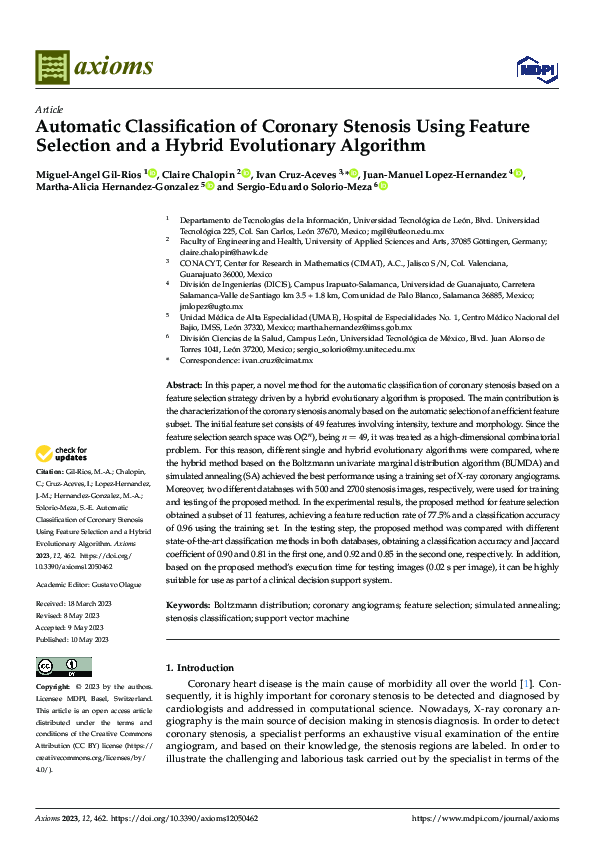 (PDF) Automatic Classification of Coronary Stenosis Using Feature ...