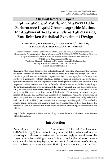 (PDF) Optimization and validation of a new high-performance liquid ...