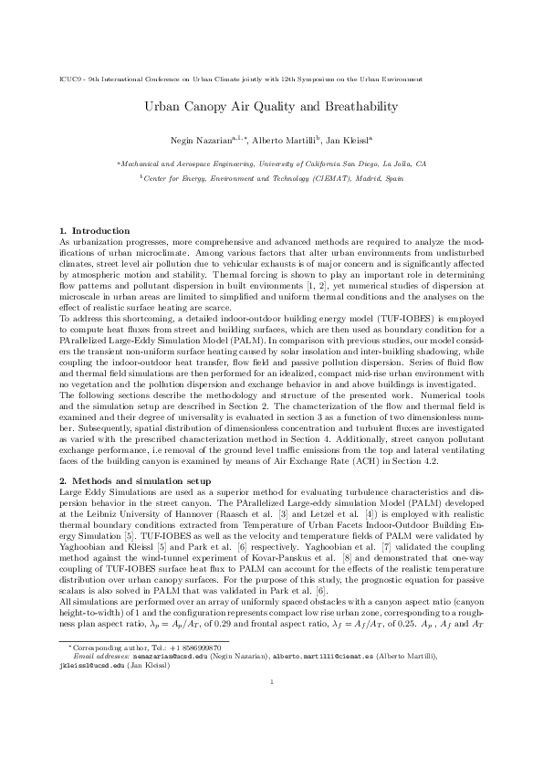 (PDF) Urban Canopy Air Quality and Breathability