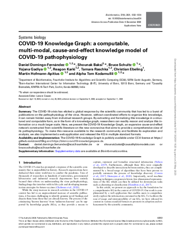 (PDF) COVID-19 Knowledge Graph: a computable, multi-modal, cause-and ...