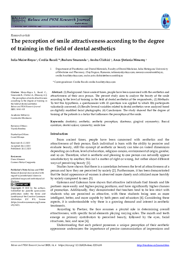 (PDF) The perception of smile attractiveness according to the degree of ...