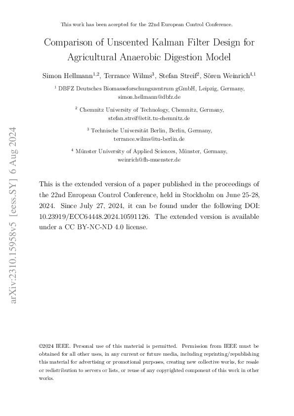 (PDF) Comparison of Unscented Kalman Filter Design for Agricultural ...