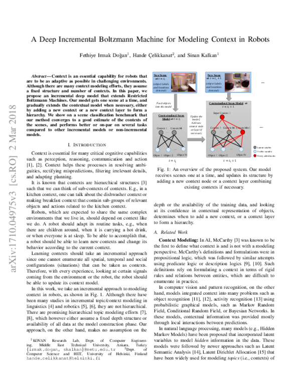 (PDF) A Deep Incremental Boltzmann Machine for Modeling Context in Robots