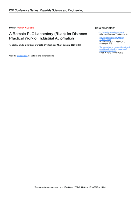 (PDF) A Remote PLC Laboratory (RLab) for Distance Practical Work of ...