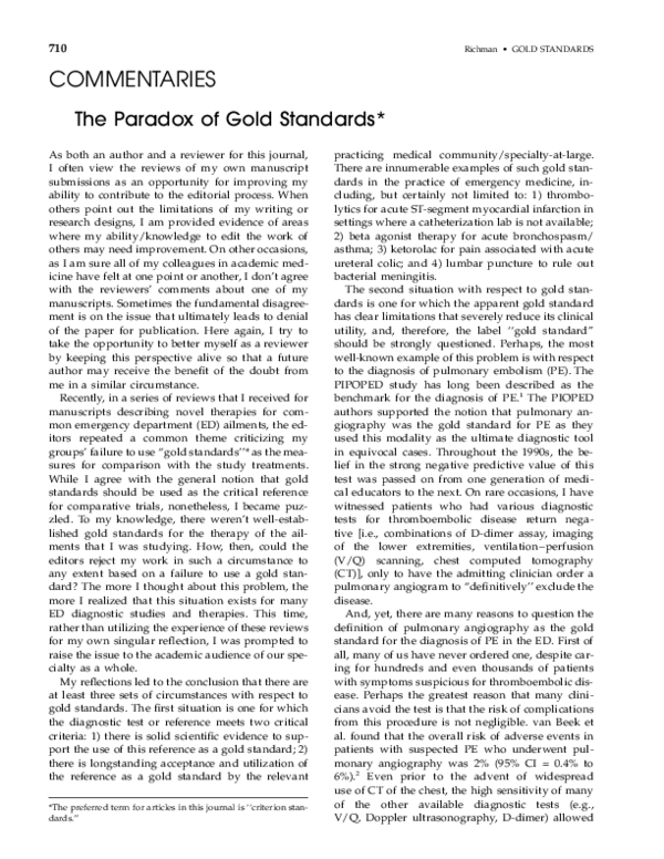 (PDF) The Paradox of Gold Standards