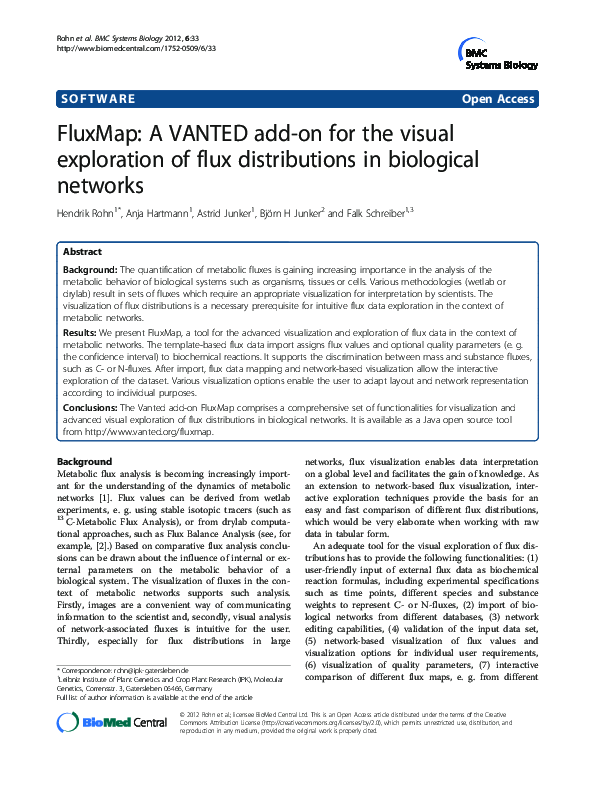 (PDF) FluxMap: A VANTED add-on for the visual exploration of flux ...