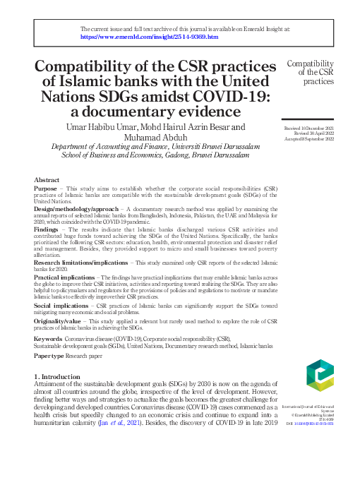 (PDF) Compatibility of the CSR practices of Islamic banks with the ...