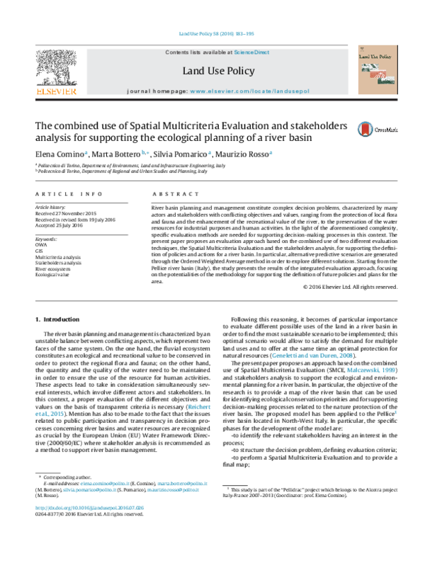 (PDF) The combined use of Spatial Multicriteria Evaluation and ...