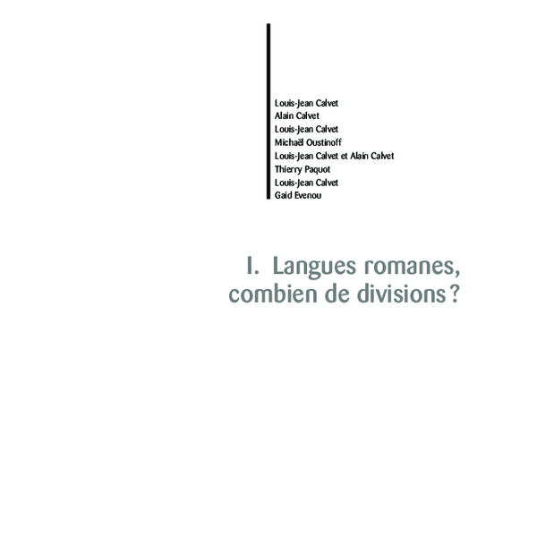 (PDF) Géopolitique des langues romanes
