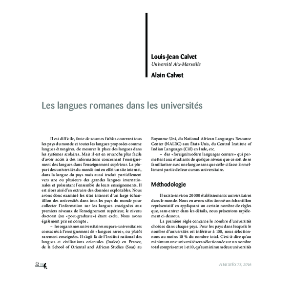 (PDF) Les langues romanes dans les universités