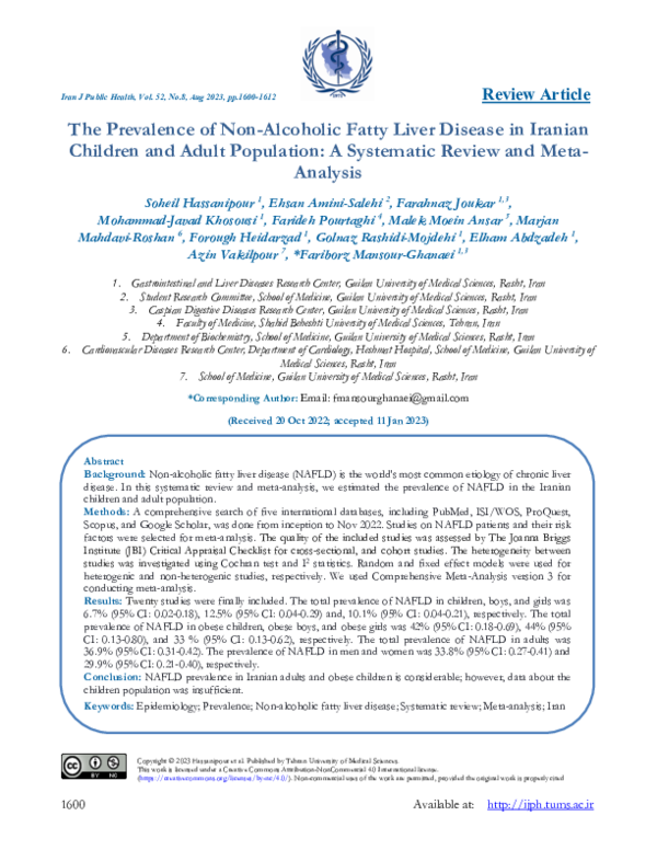 (PDF) The Prevalence of Non-Alcoholic Fatty Liver Disease in Iranian ...