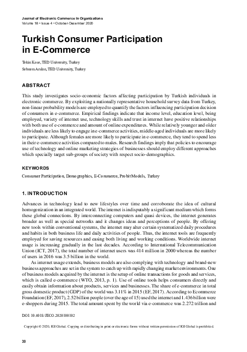 (PDF) Turkish Consumer Participation in E-Commerce