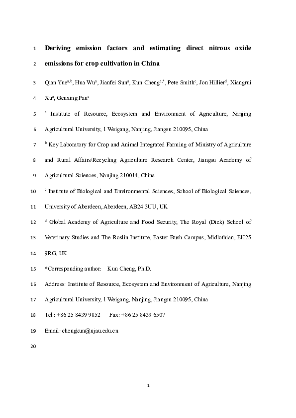 (PDF) Deriving Emission Factors and Estimating Direct Nitrous Oxide ...