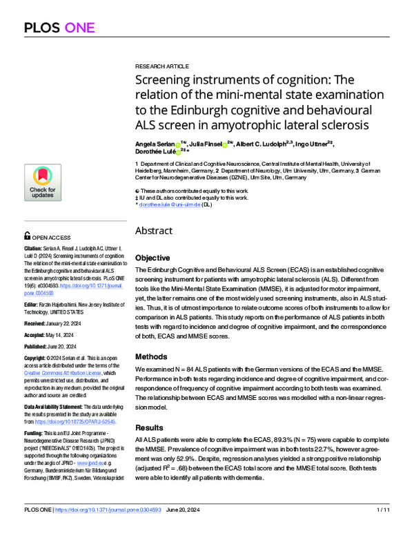 (PDF) Screening instruments of cognition: The relation of the mini ...