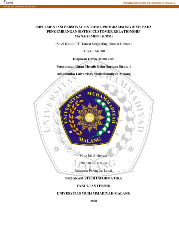 (PDF) Implementasi Personal Extreme Programming (PXP) Padapengembangan ...