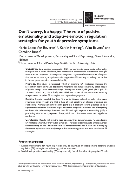 (PDF) Don't worry, be happy: The role of positive emotionality and ...