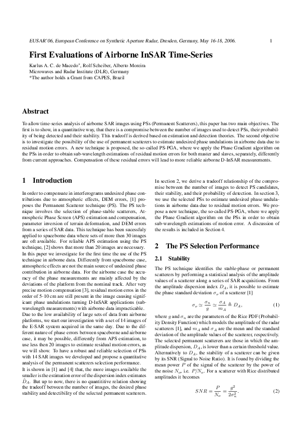 (PDF) First Evaluations of Airborne InSAR Time-Series