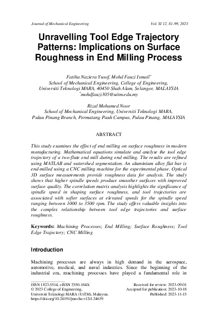 (PDF) Unravelling Tool Edge Trajectory Patterns: Implications on ...
