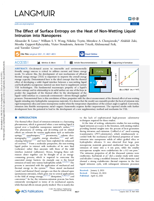 (PDF) The Effect of Surface Entropy on the Heat of Non-Wetting Liquid ...