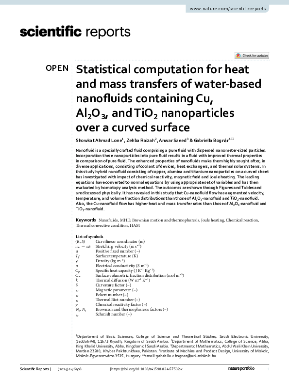 (PDF) Statistical computation for heat and mass transfers of water ...