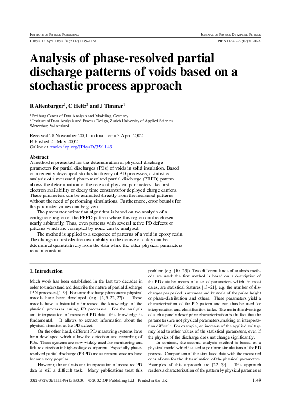 (PDF) Analysis of phase-resolved partial discharge patterns of voids ...