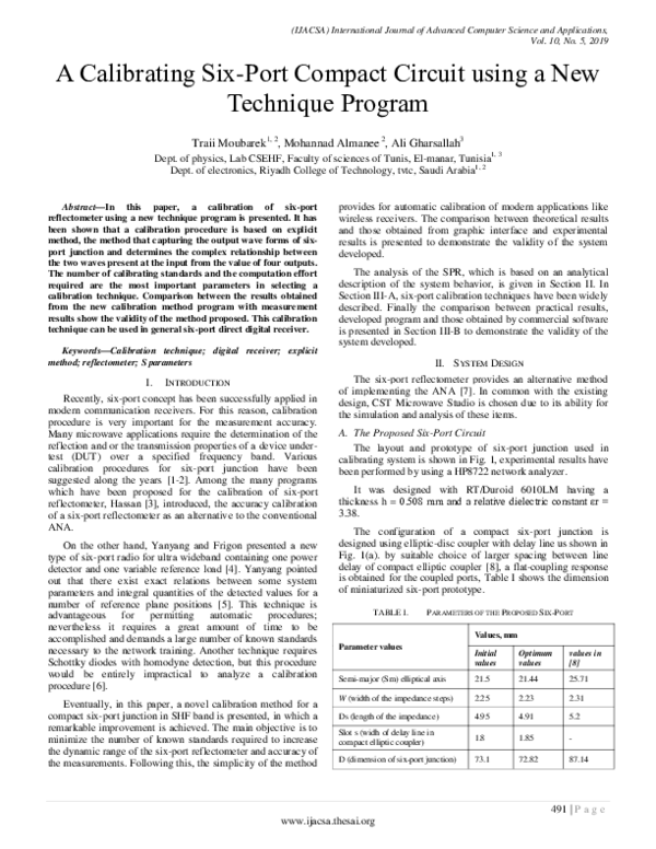 (PDF) A Calibrating Six-Port Compact Circuit using a New Technique Program