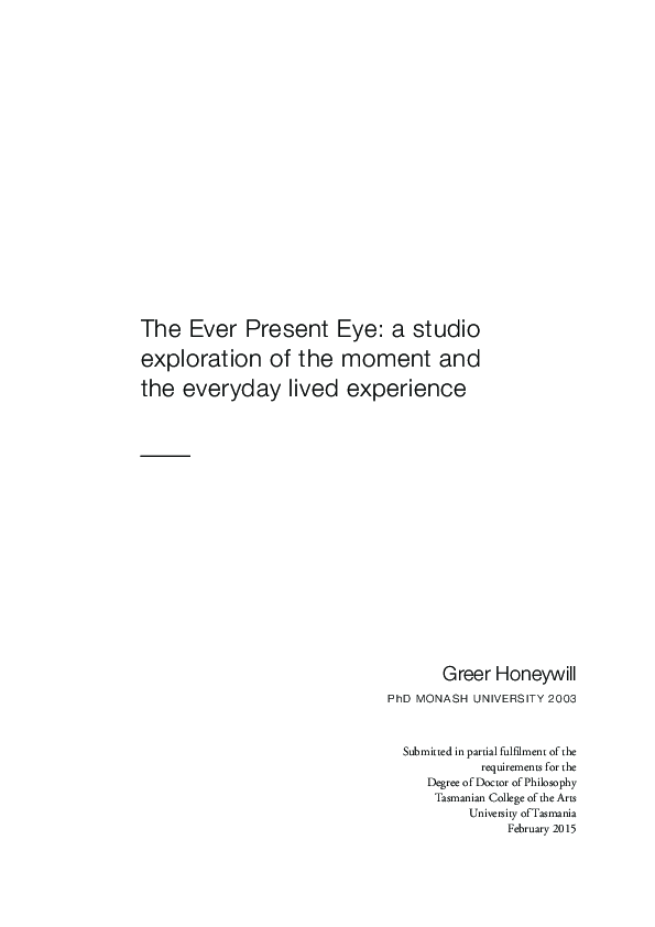 (PDF) The Ever present eye : a studio exploration of the moment and the ...