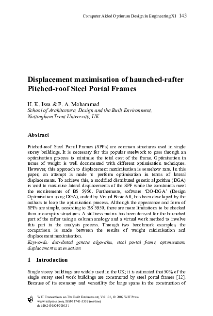 (PDF) Displacement maximisation of haunched-rafter Pitched-roof Steel ...