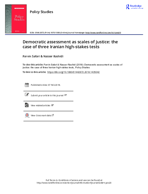 (PDF) Democratic assessment as scales of justice: the case of three ...