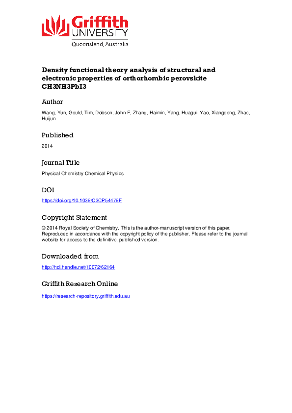 (PDF) Density functional theory analysis of structural and electronic ...