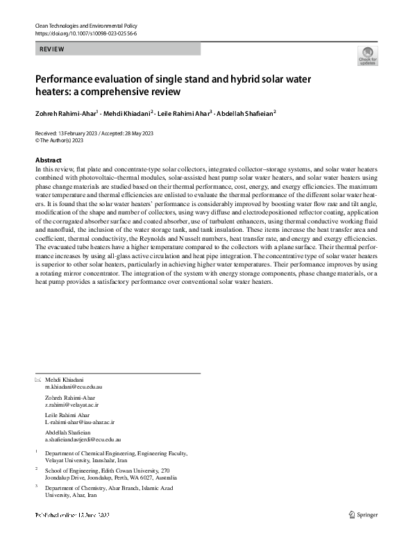 (PDF) Performance evaluation of single stand and hybrid solar water ...
