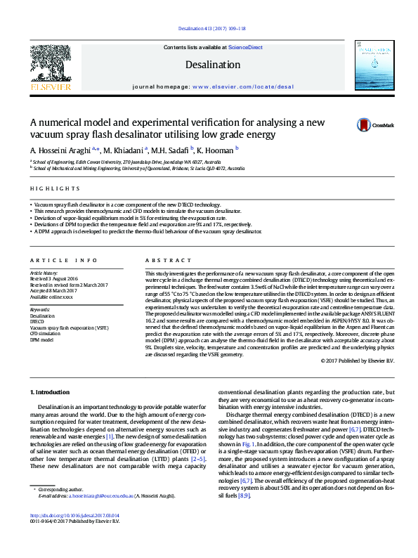 (PDF) A numerical model and experimental verification for analysing a ...