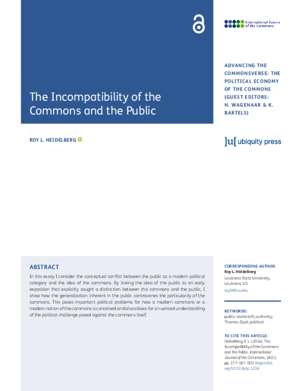 (PDF) The Incompatibility of the Commons and the Public