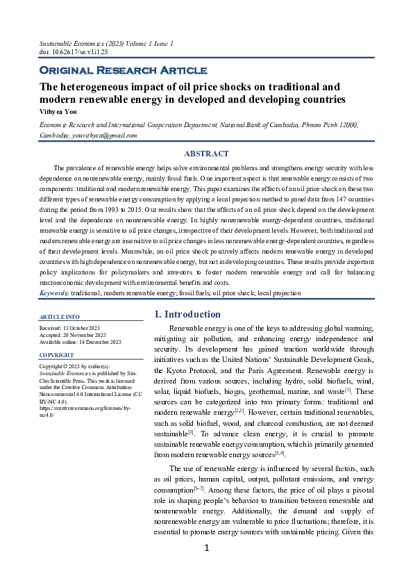 (PDF) The heterogeneous impact of oil price shocks on traditional and ...
