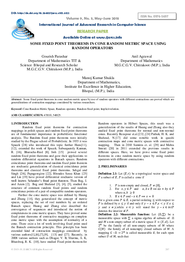 (PDF) Some Fixed Point Theorems in Cone Random Metric Space Using ...