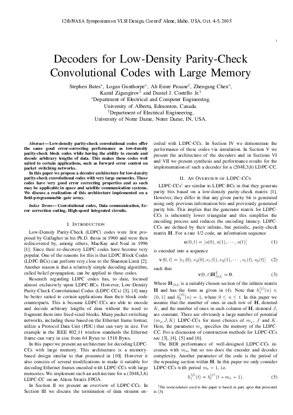 (PDF) Decoders for low-density parity-check convolutional codes with ...