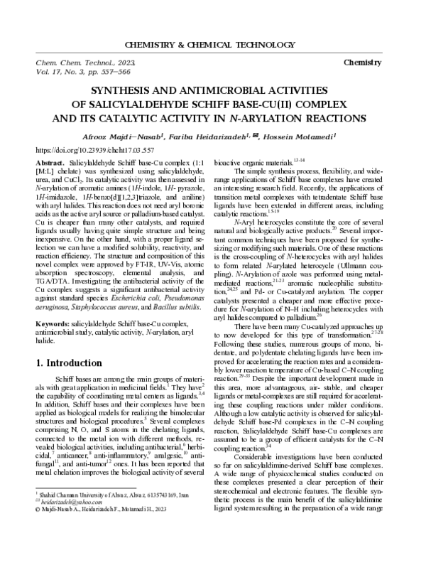 (PDF) Synthesis and Antimicrobial Activities of Salicylaldehyde Schiff ...