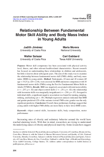 (PDF) Relationship between Fundamental Motor Skills and Physical ...