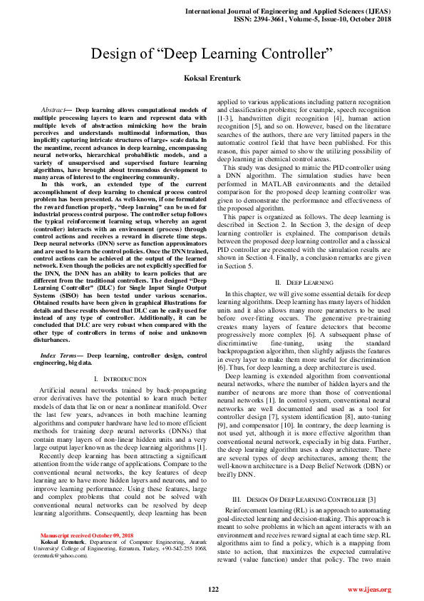 (PDF) Design of “Deep Learning Controller”