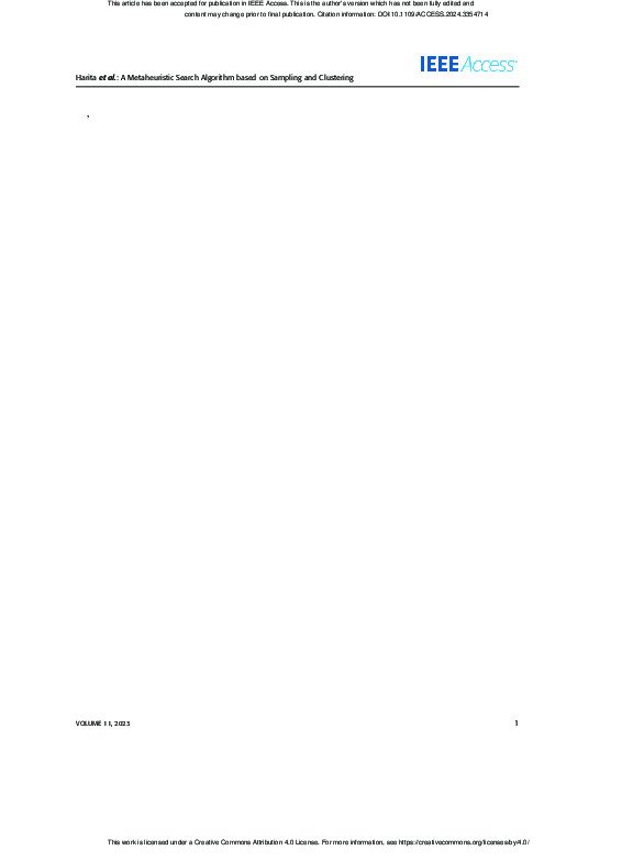 (PDF) A Metaheuristic Search Algorithm based on Sampling and Clustering