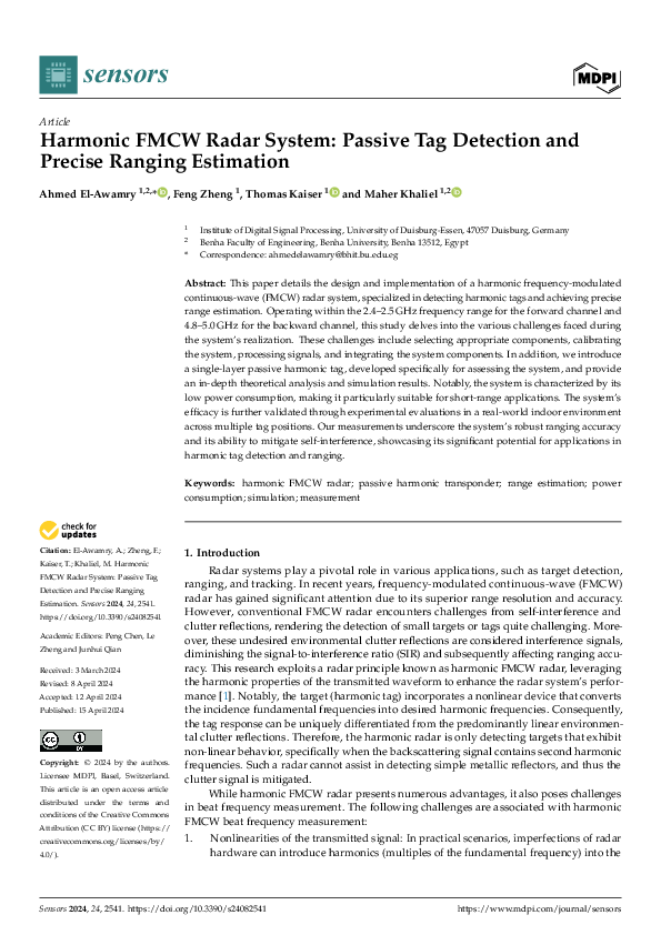 (PDF) Harmonic FMCW Radar System: Passive Tag Detection and Precise ...