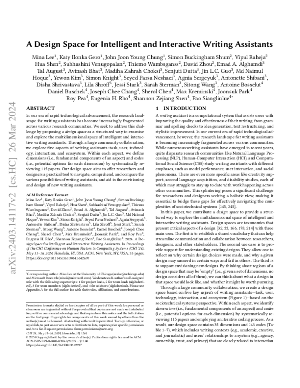 (PDF) A Design Space for Intelligent and Interactive Writing Assistants