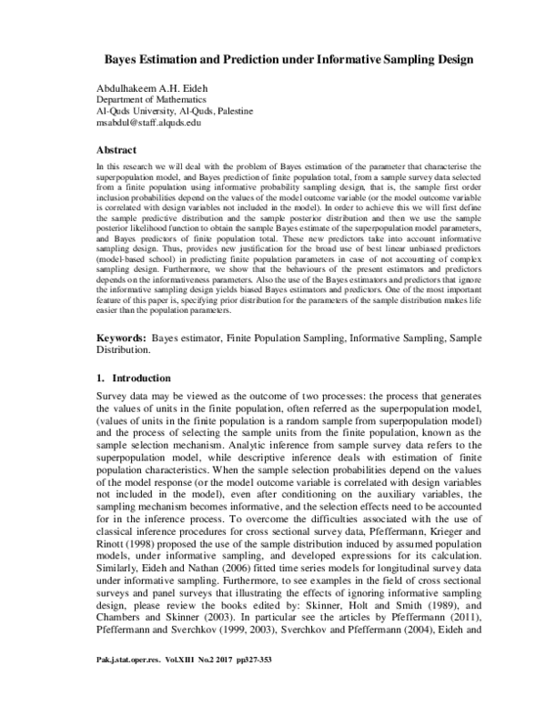 (PDF) Bayes Estimation and Prediction of Biased Sample Selected From a ...